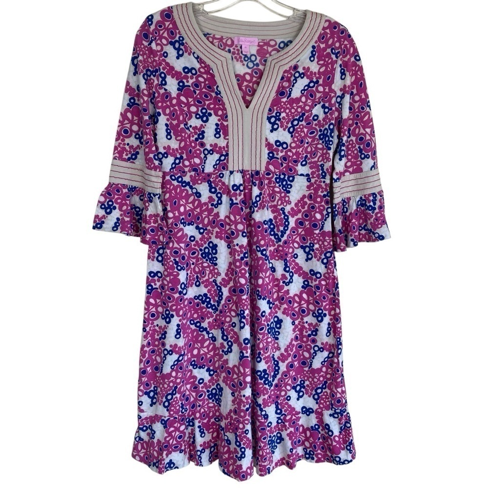 Lilly Pulitzer Twyla Dress Floral Print Silk Cotton Blend Light Flaws *RARE* M